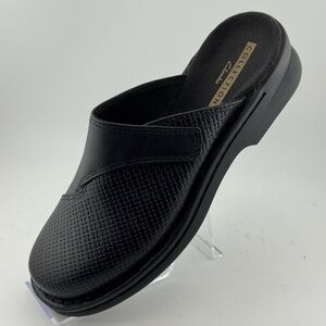 Women's Black Leather Clarks Collection Clogs Size 6 Medium